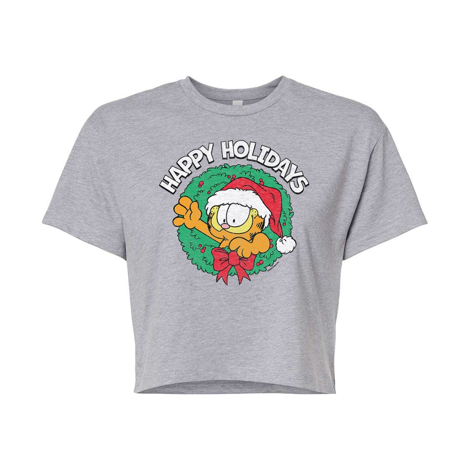 Укороченная футболка с изображением венка Garfield для юниоров и надписью «Happy Holidays» Licensed Character 
Укороченная футболка с изображением венка Garfield для юниоров и надписью «Happy Holidays» Licensed Character