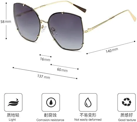 Металлические солнцезащитные очки для женщин в стиле ретро с зеркальными линзами, серый градиент, увеличенного размера, с защитой от УФ-излучения MTZJH, 5
Металлические солнцезащитные очки для женщин в стиле ретро с зеркальными линзами, серый градиент, увеличенного размера, с защитой от УФ-излучения MTZJH, 5