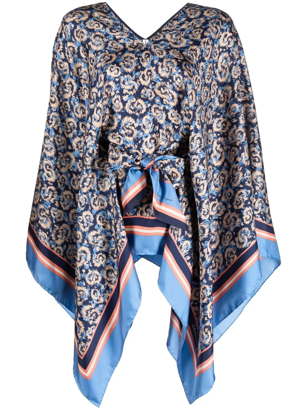 Шелковое пончо с цветочным принтом Ferragamo, синий
Шелковое пончо с цветочным принтом Ferragamo, синий