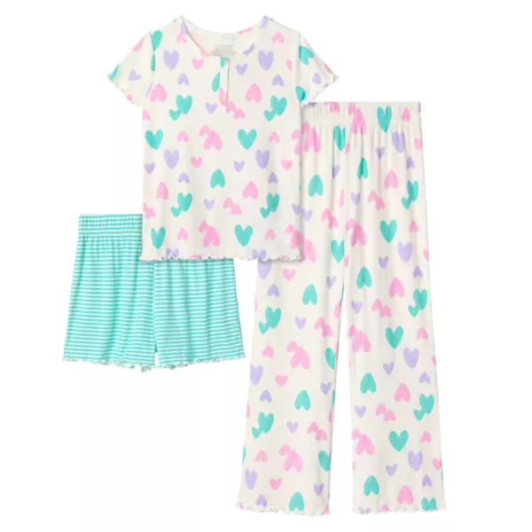 Комплект из ребристой пижамы с короткими рукавами, штанов для сна и шорт для сна для девочек 4–12 лет Cuddl Duds, цвет multi hearts
Комплект из ребристой пижамы с короткими рукавами, штанов для сна и шорт для сна для девочек 4–12 лет Cuddl Duds, цвет multi hearts