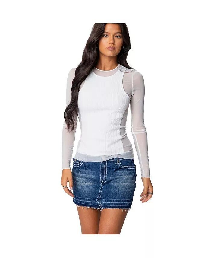 Женский многослойный сетчатый топ в рубчик на бретельках Edikted, белый
Женский многослойный сетчатый топ в рубчик на бретельках Edikted, белый