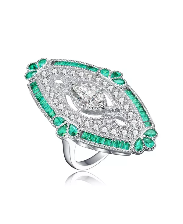 Коктейльное кольцо из стерлингового серебра с позолотой в форме багета и кубическими цирконами Genevive, green
Коктейльное кольцо из стерлингового серебра с позолотой в форме багета и кубическими цирконами Genevive, green