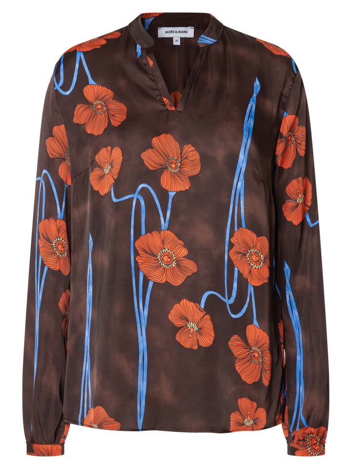 Струящаяся блузка без застежки, цветочный принт с изображением маков More & More
Струящаяся блузка без застежки, цветочный принт с изображением маков More & More