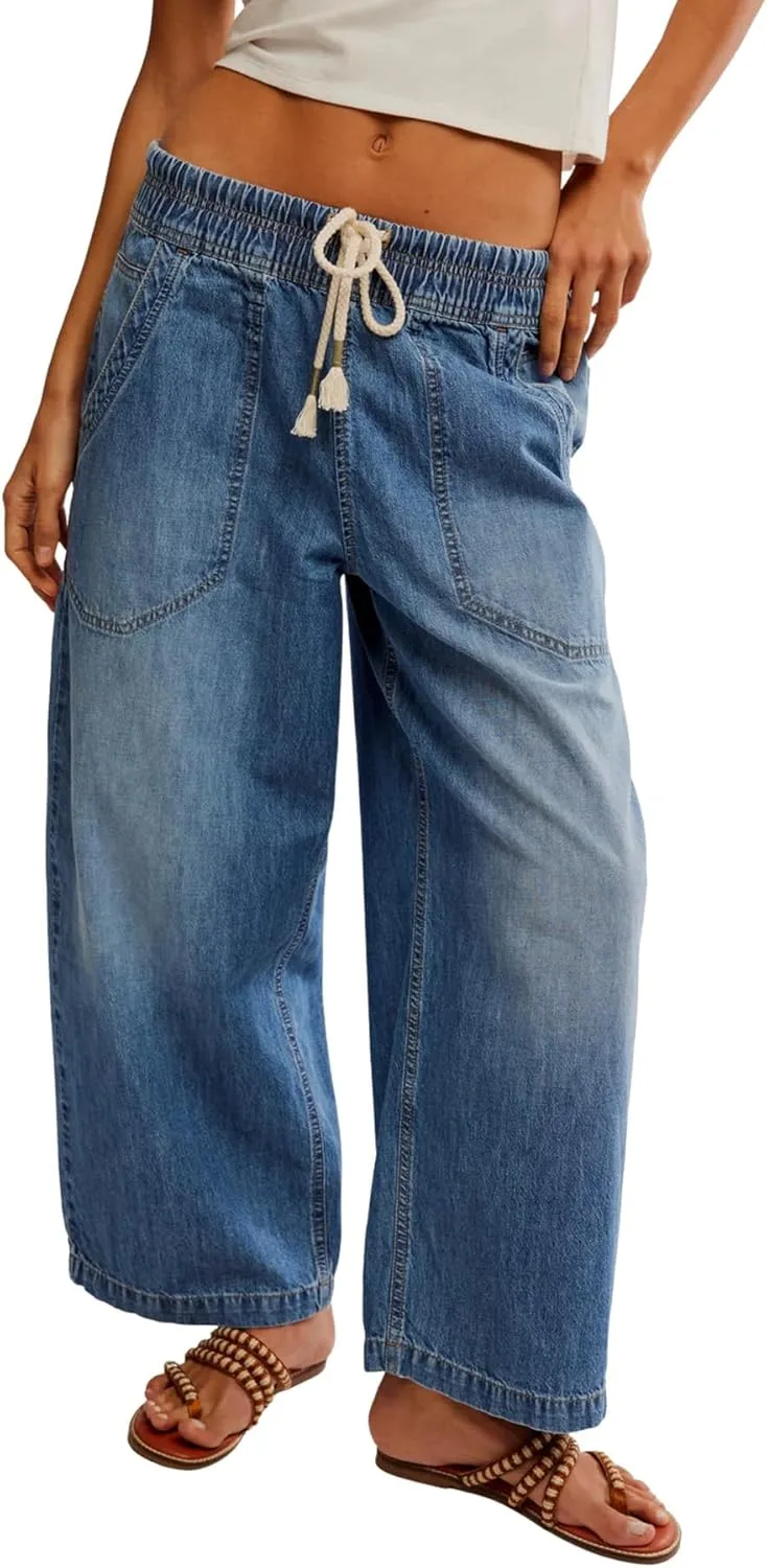 Женские брюки джинсы barrel casual wide leg baggy elastic mid rise boyfriend y2k loose denim с drawstring longlugoo
Женские брюки джинсы barrel casual wide leg baggy elastic mid rise boyfriend y2k loose denim с drawstring longlugoo