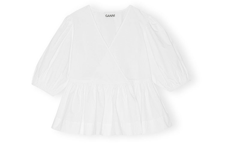 GANNI Блузка-ракушка из органического хлопка, ярко-белая
GANNI Блузка-ракушка из органического хлопка, ярко-белая