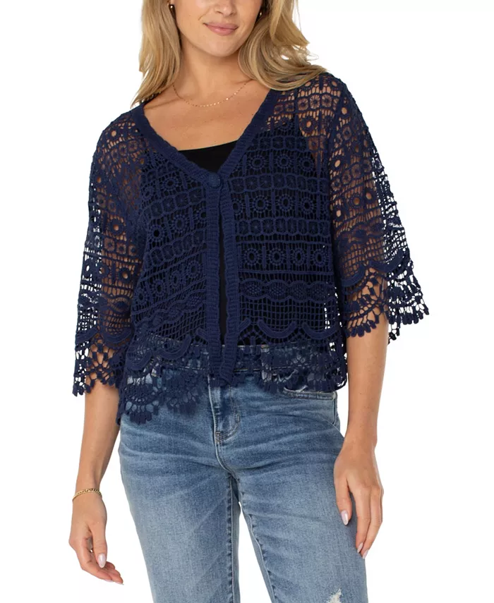 Женский короткий кружевной болеро из хлопка с короткими рукавами Liverpool Los Angeles, синий
Женский короткий кружевной болеро из хлопка с короткими рукавами Liverpool Los Angeles, синий
