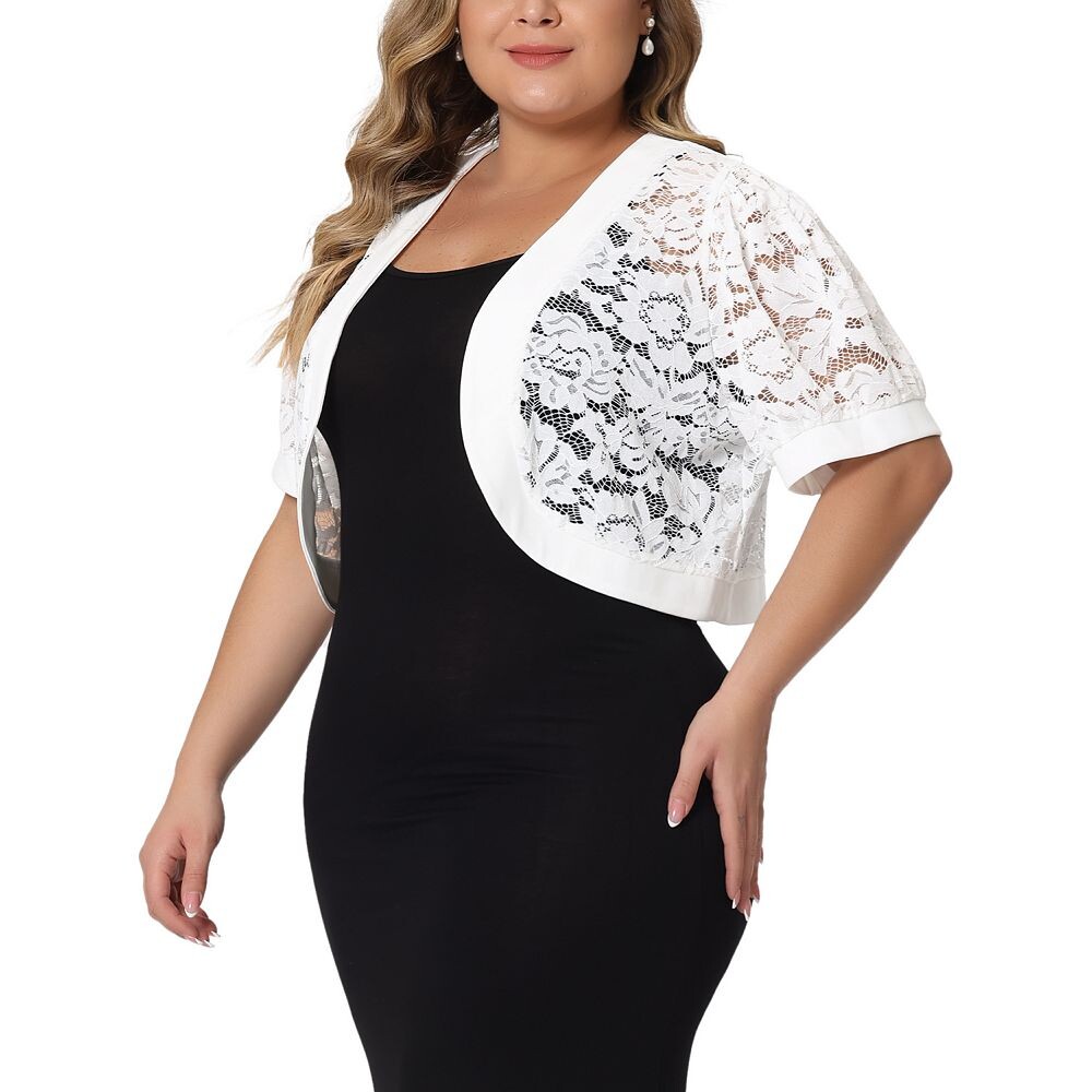 Кардиган больших размеров для женщин, короткий кардиган с открытой передней частью, кружевной вязанный крючком, с коротким рукавом, накидка Agnes Orinda, белый
Кардиган больших размеров для женщин, короткий кардиган с открытой передней частью, кружевной вязанный крючком, с коротким рукавом, накидка Agnes Orinda, белый