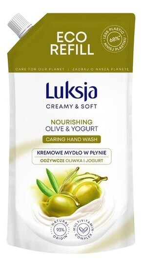 Питательное сливочное жидкое мыло с оливкой и йогуртом - запас 400 мл Luksja, Creamy & Soft
Питательное сливочное жидкое мыло с оливкой и йогуртом - запас 400 мл Luksja, Creamy & Soft