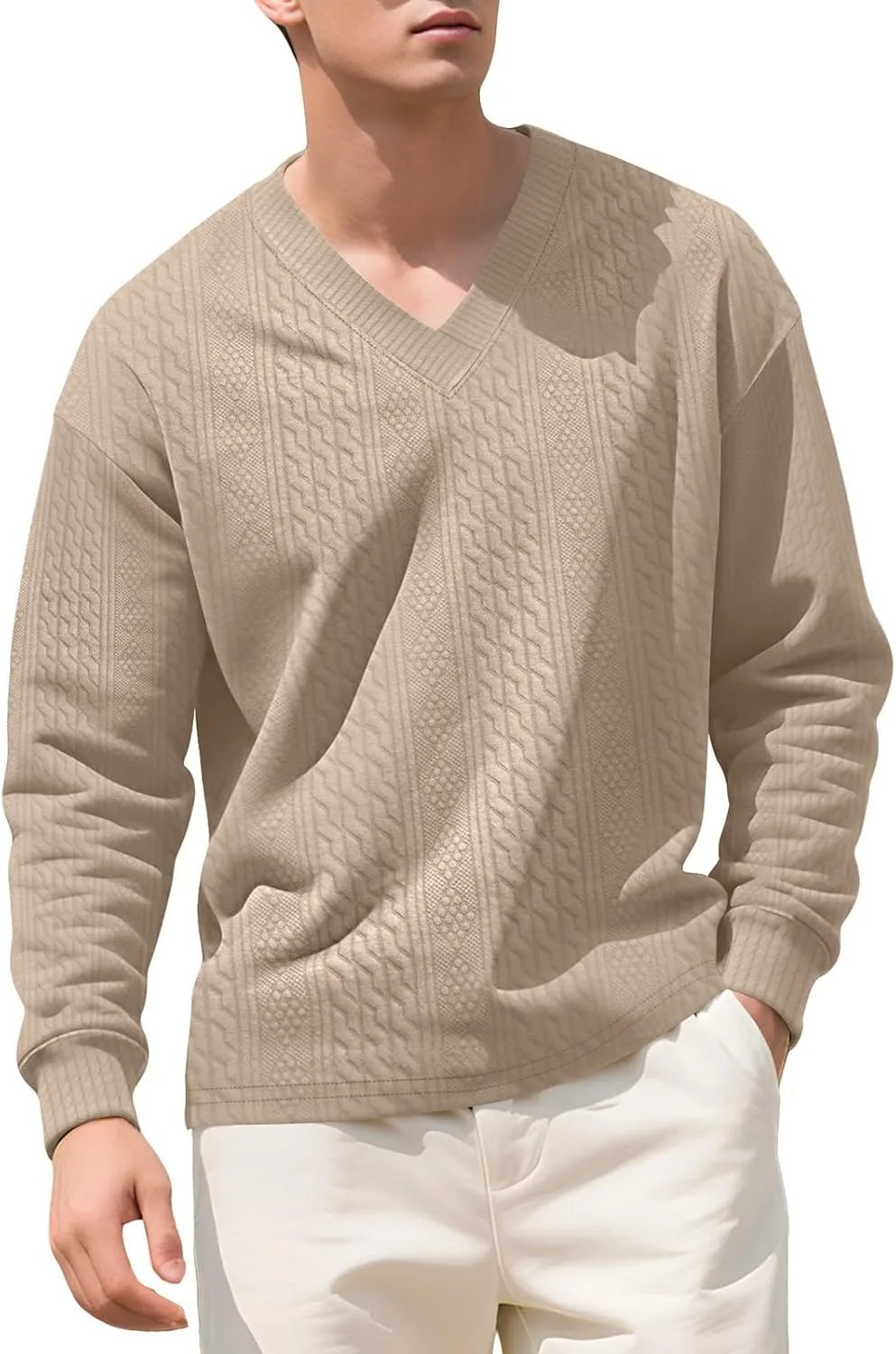 Мужская повседневная текстурированная рубашка с длинным рукавом и V-образным вырезом
Мужская повседневная текстурированная рубашка с длинным рукавом и V-образным вырезом