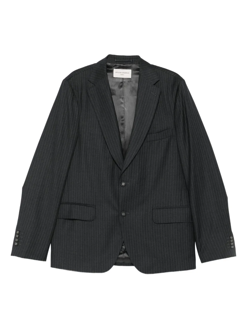 Однобортный пиджак в полоску Officine Generale, серый
Однобортный пиджак в полоску Officine Generale, серый