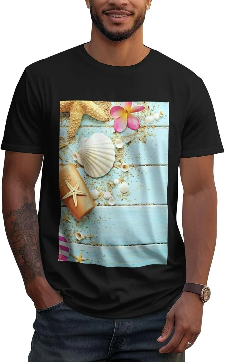 Мужская хлопковая футболка с круглым вырезом, повседневная модель Beach Seashells ZERAOKE
Мужская хлопковая футболка с круглым вырезом, повседневная модель Beach Seashells ZERAOKE