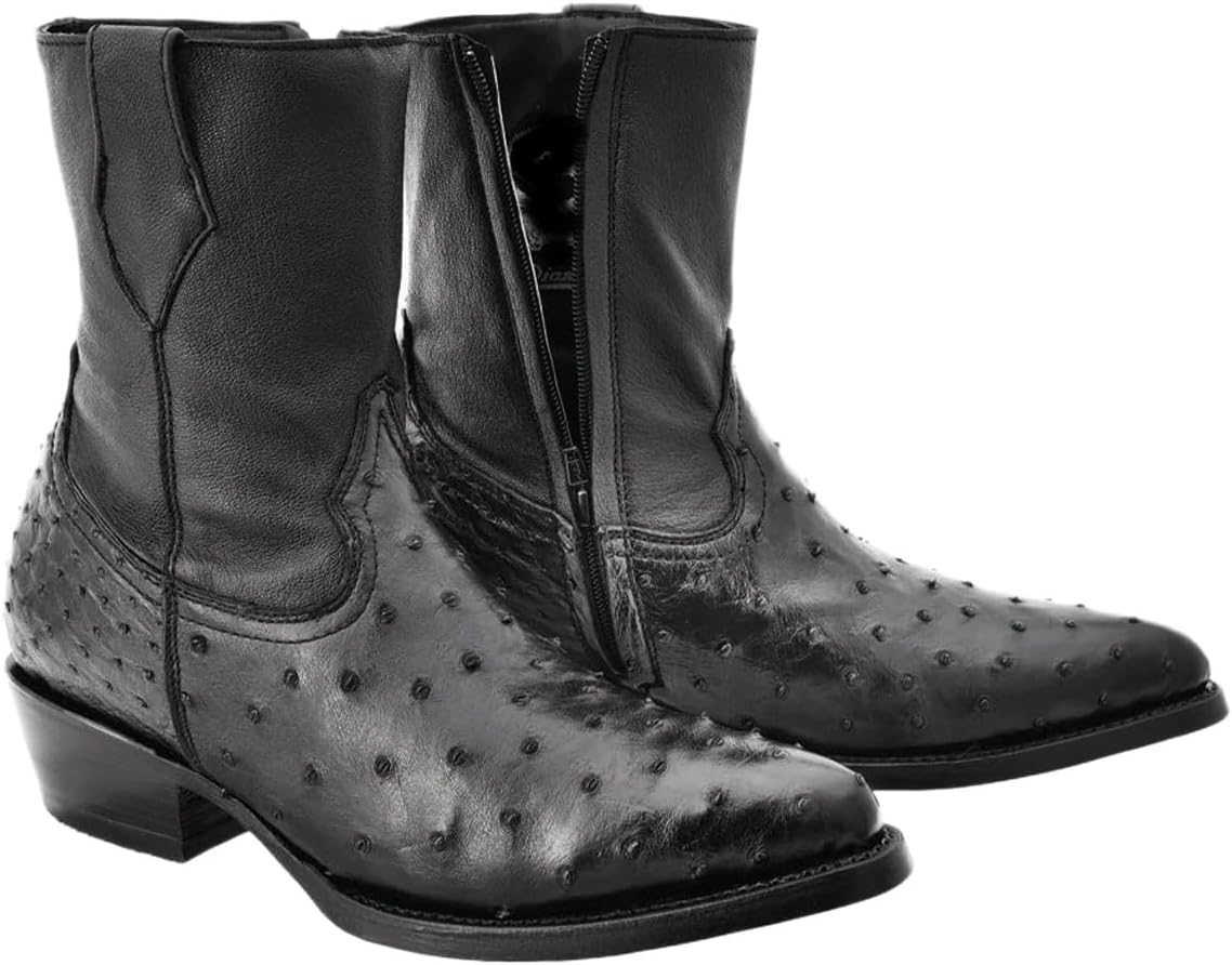 Мужские подлинные черные экзотические короткие ковбойские ботинки на щиколотку из кожи страуса с полной щетиной, с молнией и закругленным носком J-Toe Generic
Мужские подлинные черные экзотические короткие ковбойские ботинки на щиколотку из кожи страуса с полной щетиной, с молнией и закругленным носком J-Toe Generic