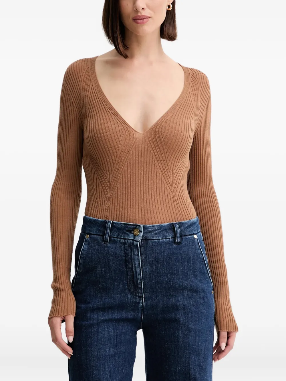 Джемпер в рубчик Twinset, коричневый
Джемпер в рубчик Twinset, коричневый