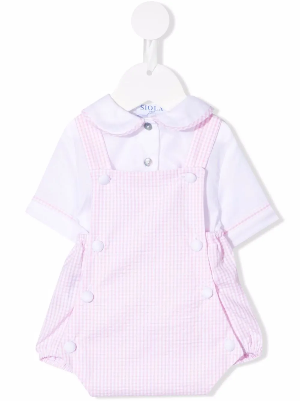 Комплект из футболки и ромпера в клетку Siola, розовый
Комплект из футболки и ромпера в клетку Siola, розовый