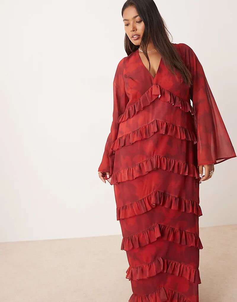 Платье макси Pretty Lavish Curve с длинными рукавами и оборками в красном абстрактном стиле
Платье макси Pretty Lavish Curve с длинными рукавами и оборками в красном абстрактном стиле