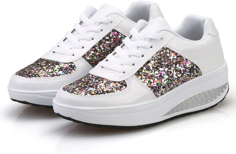 Женские модные кроссовки Hbeylia с глиттером, пайетками и кожей, модные повседневные с массивной подошвой, белый
Женские модные кроссовки Hbeylia с глиттером, пайетками и кожей, модные повседневные с массивной подошвой, белый