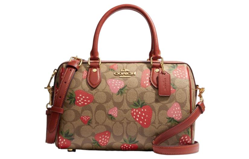 Rowan Покрытый Кансом С Кожаной Отделкой Плечевая Сумка, Через Плечо, Среднего Размера Женская Красная И Коричневая COACH 
Rowan Покрытый Кансом С Кожаной Отделкой Плечевая Сумка, Через Плечо, Среднего Размера Женская Красная И Коричневая COACH