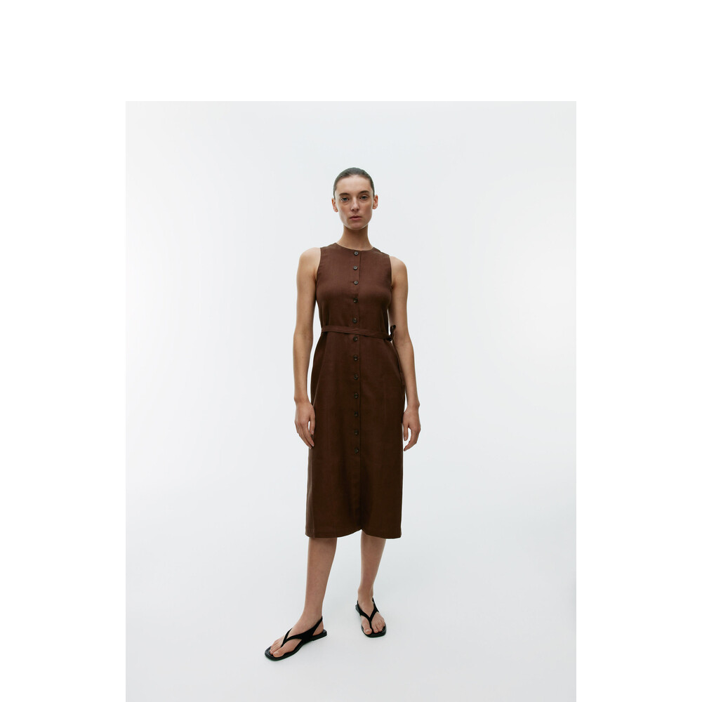 Платье льняное Arket без рукавов, темно-коричневый
Платье льняное Arket без рукавов, темно-коричневый