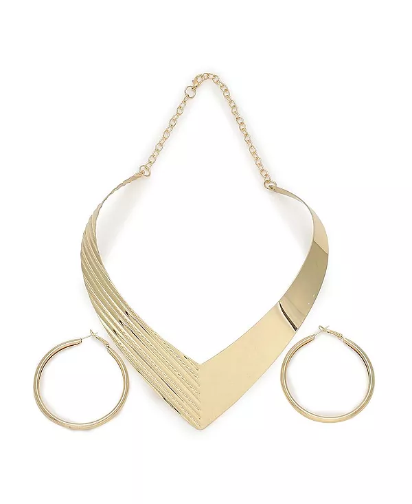 Женское золотое минималистичное металлическое ожерелье и серьги (комплект из 2 шт.) Sohi, gold
Женское золотое минималистичное металлическое ожерелье и серьги (комплект из 2 шт.) Sohi, gold