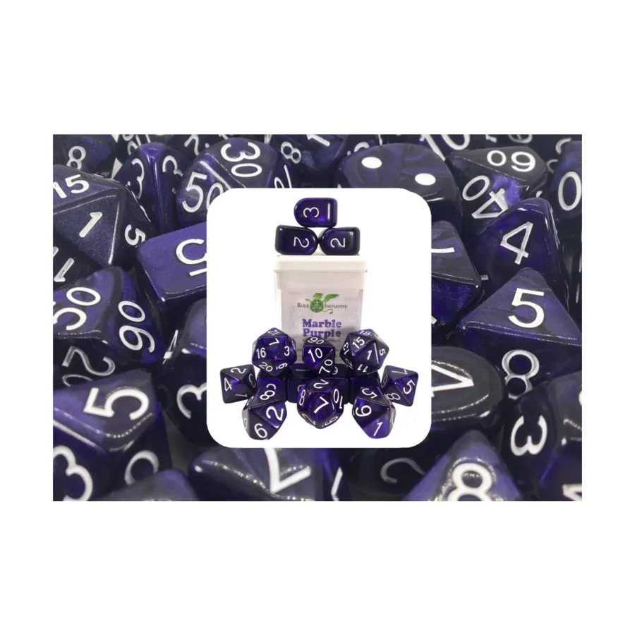 Poly Set Marble Purple с белым и Arch'd4 (15), Game Dice - Marble (Role 4 Initiative)
Poly Set Marble Purple с белым и Arch'd4 (15), Game Dice - Marble (Role 4 Initiative)