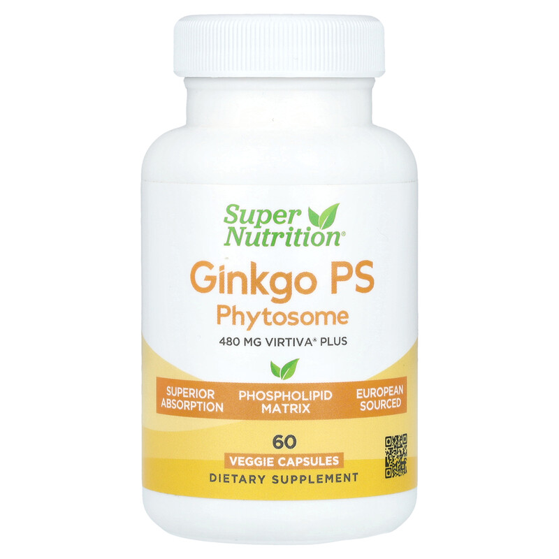 Super Nutrition, Ginkgo PS Phytosome, фитосомы гинкго с ФС, 480 мг, 60 растительных капсул
Super Nutrition, Ginkgo PS Phytosome, фитосомы гинкго с ФС, 480 мг, 60 растительных капсул