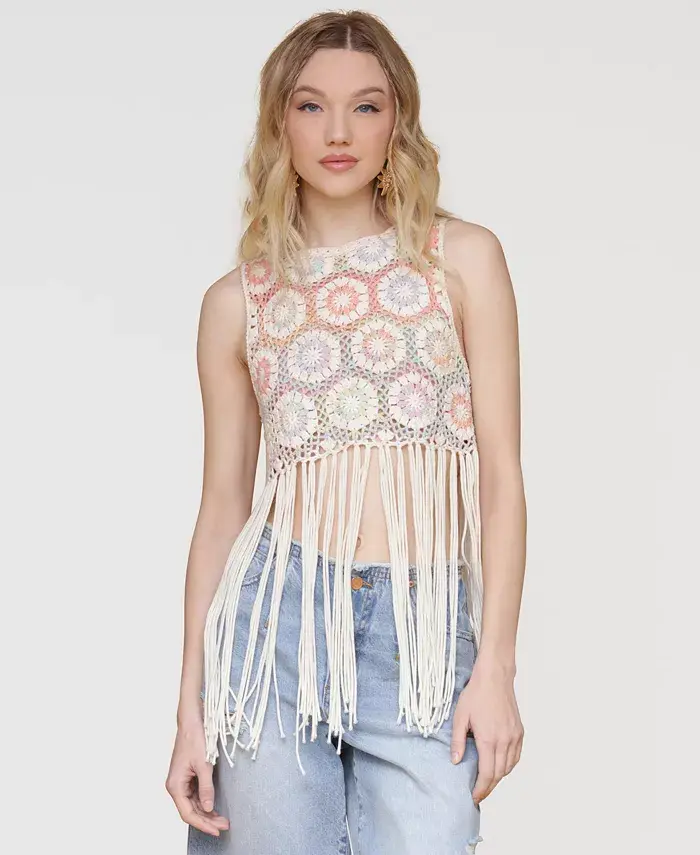 Женский укороченный топ с бахромой и крючком Avec Les Filles, мультиколор
Женский укороченный топ с бахромой и крючком Avec Les Filles, мультиколор