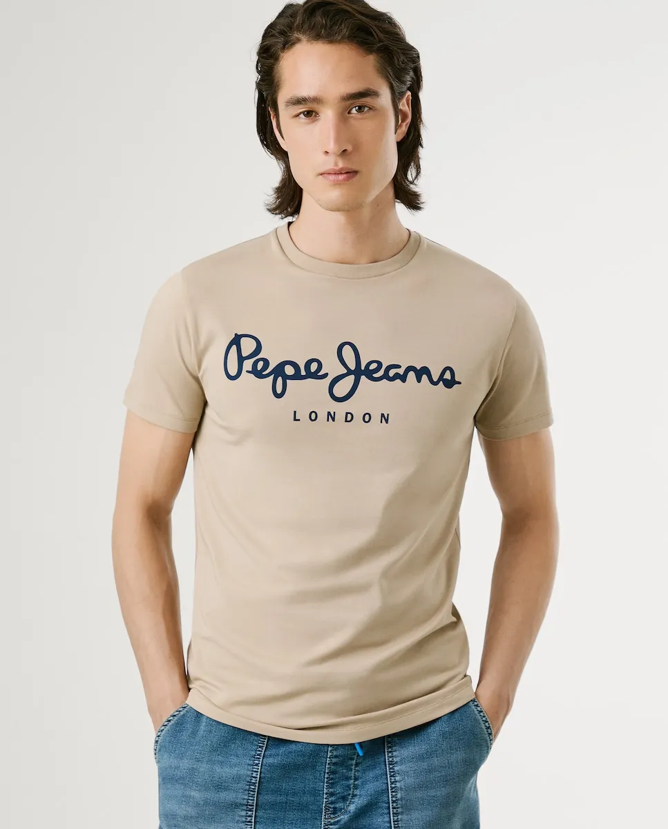 Мужская футболка с коротким рукавом и крупным принтом логотипа Pepe Jeans, бежевый
Мужская футболка с коротким рукавом и крупным принтом логотипа Pepe Jeans, бежевый