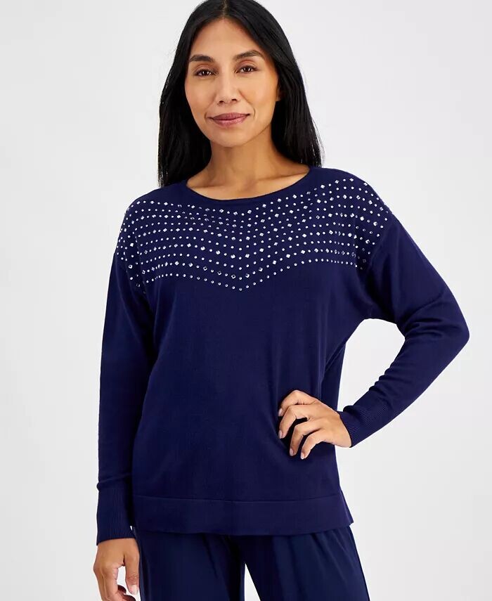 Маленький декорированный свитер с вырезом-лодочкой AK Anne Klein, синий
Маленький декорированный свитер с вырезом-лодочкой AK Anne Klein, синий