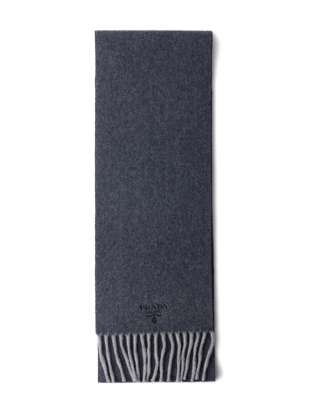 Шарф с бахромой и вышитым логотипом Prada, синий
Шарф с бахромой и вышитым логотипом Prada, синий