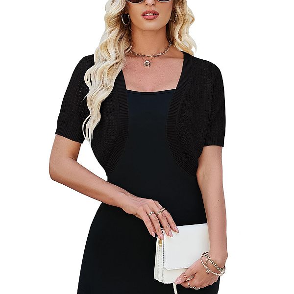 Женский укороченный кардиган с коротким рукавом Seoria, Black
Женский укороченный кардиган с коротким рукавом Seoria, Black