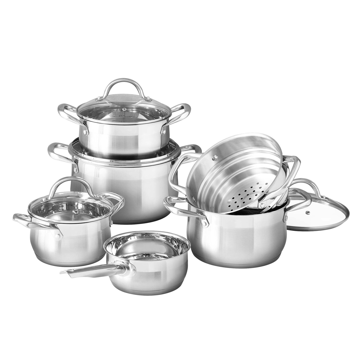 Набор кастрюль и сковородок Gourmet от Bergner 10 предметов, серебряный
Набор кастрюль и сковородок Gourmet от Bergner 10 предметов, серебряный