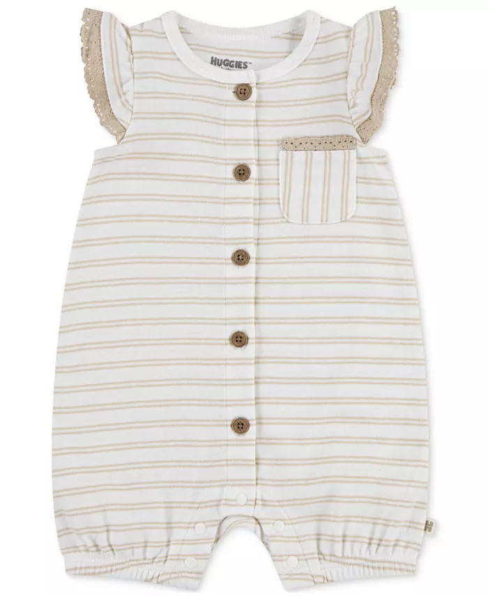 Комбинезон для девочек из хлопка с полосками и рюшами на рукавах Huggies, коричневый/бежевый
Комбинезон для девочек из хлопка с полосками и рюшами на рукавах Huggies, коричневый/бежевый