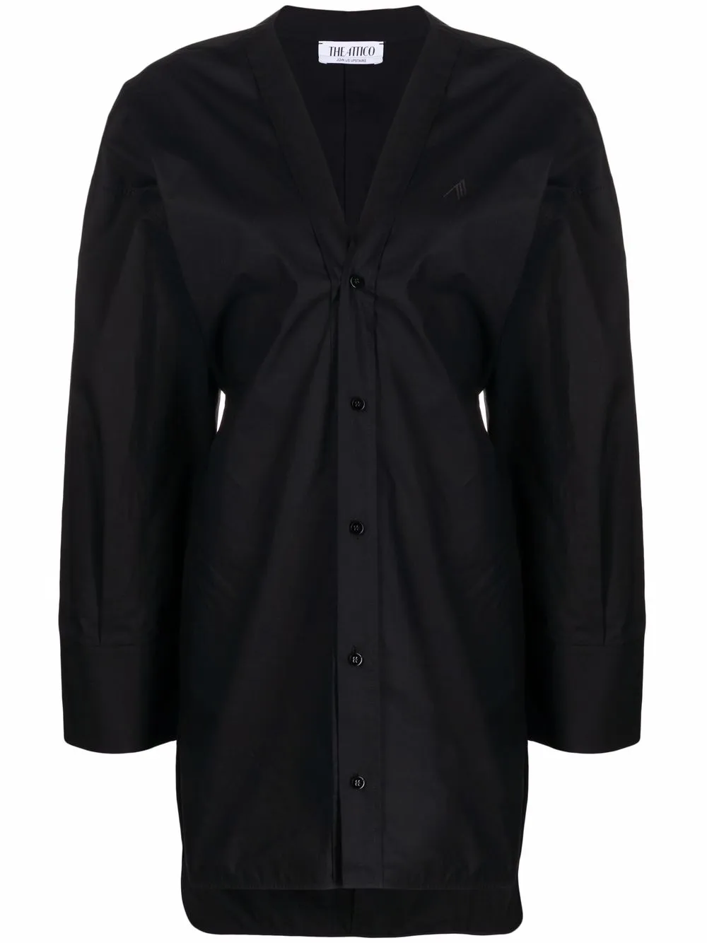 Платье с V-образным вырезом и сборками The Attico, черный
Платье с V-образным вырезом и сборками The Attico, черный