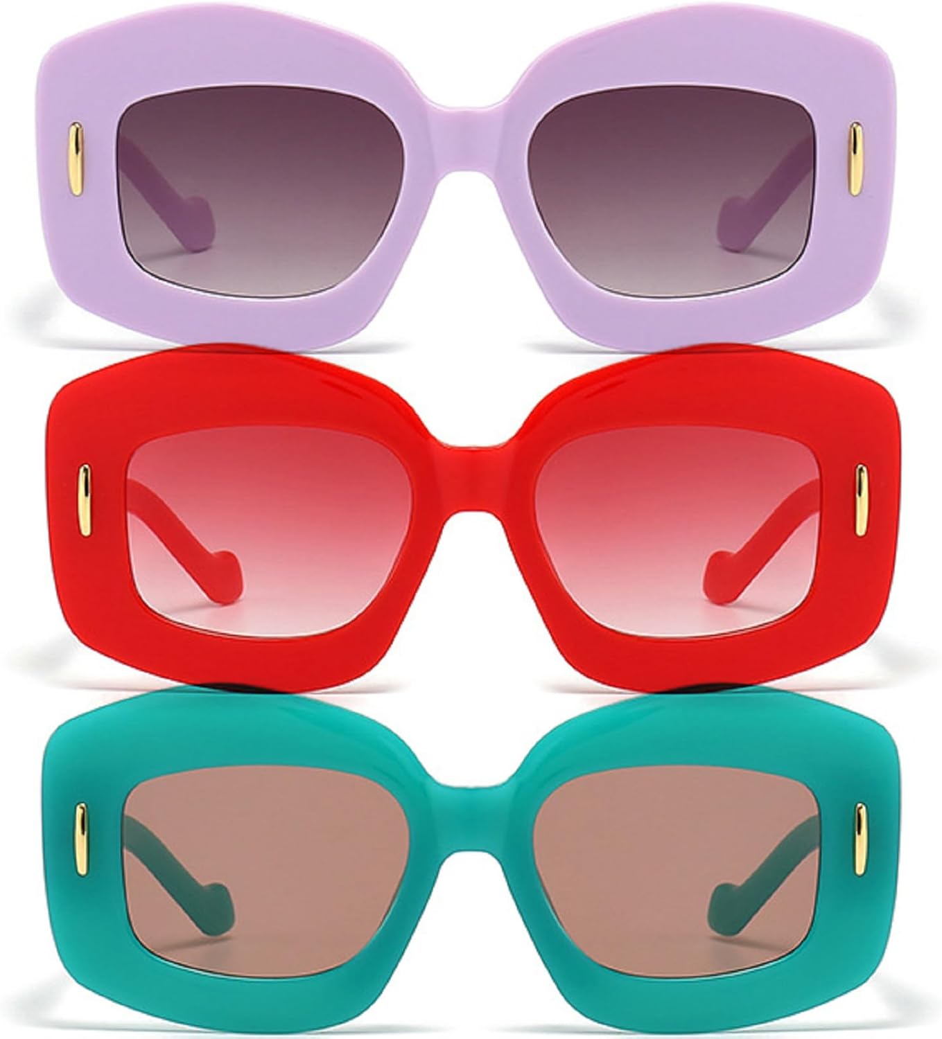 Большие квадратные женские модные овальные солнцезащитные очки конфетных цветов с градиентом UV400, винтажные мужские солнцезащитные очки с заклепками mincl, 3pcs-red&green&purple
Большие квадратные женские модные овальные солнцезащитные очки конфетных цветов с градиентом UV400, винтажные мужские солнцезащитные очки с заклепками mincl, 3pcs-red&green&purple