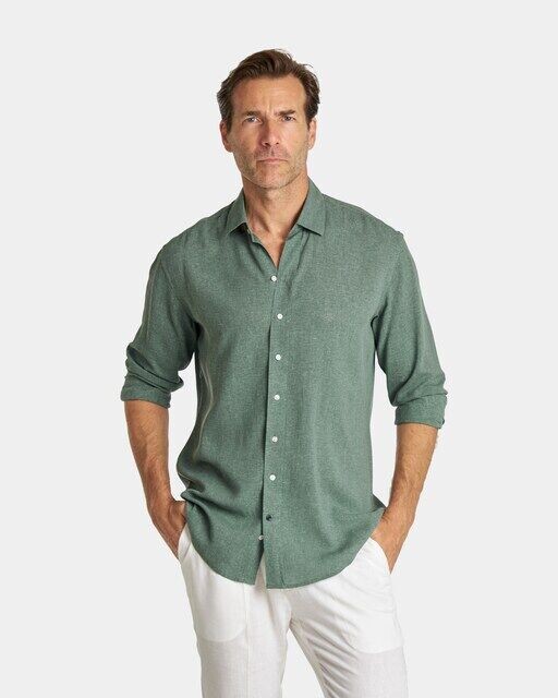 Однотонная мужская рубашка из льна Spagnolo, зеленый
Однотонная мужская рубашка из льна Spagnolo, зеленый