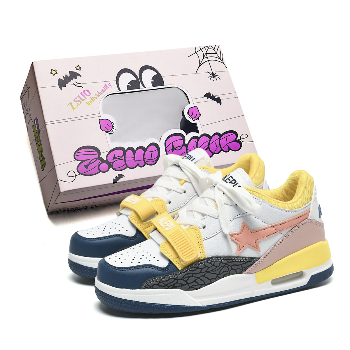 Z.SUO Кроссовки для скейтборда унисекс с амортизацией, поддержкой, увеличением роста, легкие, низкие, розово-голубые-желтые, цвет Pink Blue Yellow
Z.SUO Кроссовки для скейтборда унисекс с амортизацией, поддержкой, увеличением роста, легкие, низкие, розово-голубые-желтые, цвет Pink Blue Yellow