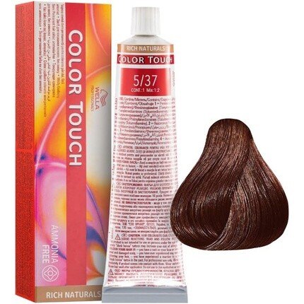 Color Touch 5/37 Светло-коричневая золотисто-коричневая стойкая краска для волос 60 мл, Wella
Color Touch 5/37 Светло-коричневая золотисто-коричневая стойкая краска для волос 60 мл, Wella