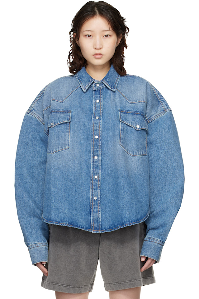 Vetements Синяя ковбойская джинсовая рубашка
Vetements Синяя ковбойская джинсовая рубашка