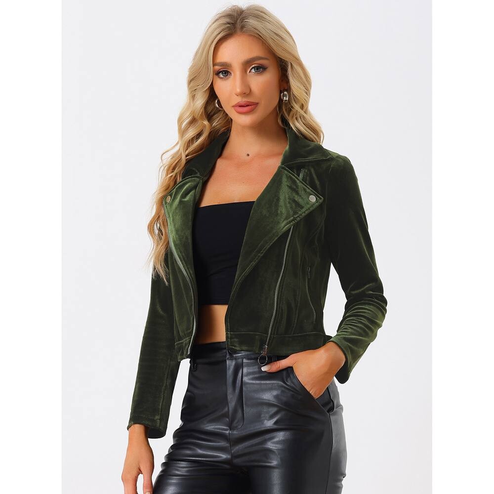 Женская бархатная укороченная мотоциклетная куртка с зубчатыми лацканами и молнией ALLEGRA K, фиолетовый
Женская бархатная укороченная мотоциклетная куртка с зубчатыми лацканами и молнией ALLEGRA K, фиолетовый