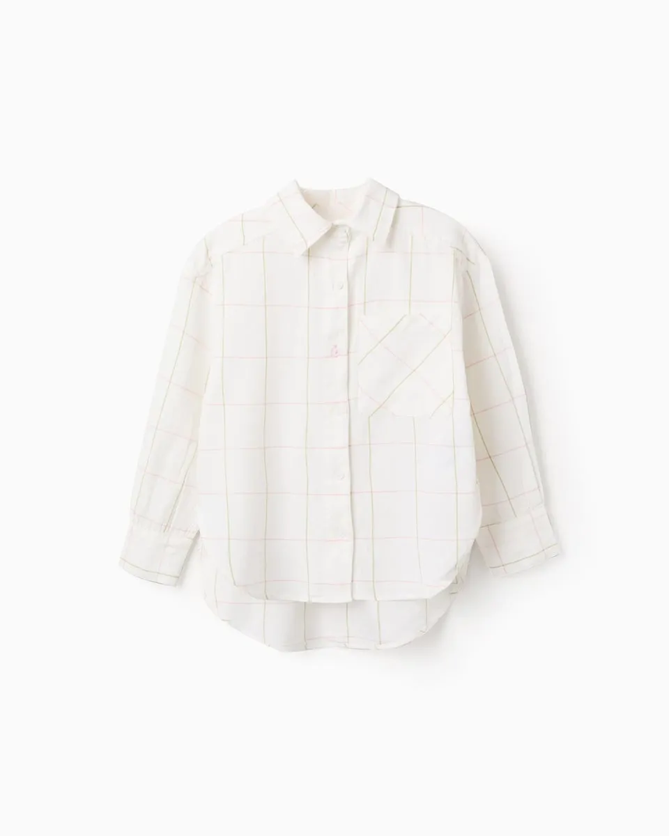 Асимметричная клетчатая оверсайз блузка для девочки Zippy, белый
Асимметричная клетчатая оверсайз блузка для девочки Zippy, белый