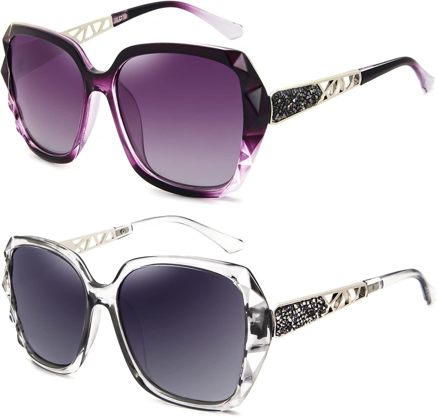 Женские солнцезащитные очки LECKIRUT большого размера, поляризованные, с защитой от УФ-излучения, классический стиль, черная оправа, серые линзы, H3 2pcs Purple Frame Purple Lens + Transparent Gray Frame Gray Lens
Женские солнцезащитные очки LECKIRUT большого размера, поляризованные, с защитой от УФ-излучения, классический стиль, черная оправа, серые линзы, H3 2pcs Purple Frame Purple Lens + Transparent Gray Frame Gray Lens