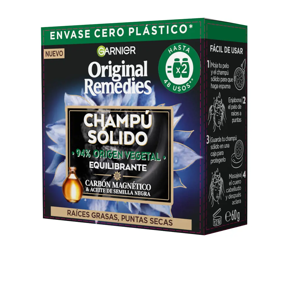 Шампунь Original remedies champú sólido equilibrante carbón magnético Garnier, 60 гр.
Шампунь Original remedies champú sólido equilibrante carbón magnético Garnier, 60 гр.