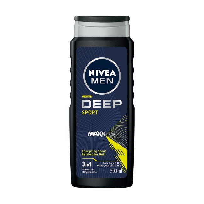 Deep sport 3 в 1 гель для душа для тела, лица и волос Nivea Men, 500 мл
Deep sport 3 в 1 гель для душа для тела, лица и волос Nivea Men, 500 мл