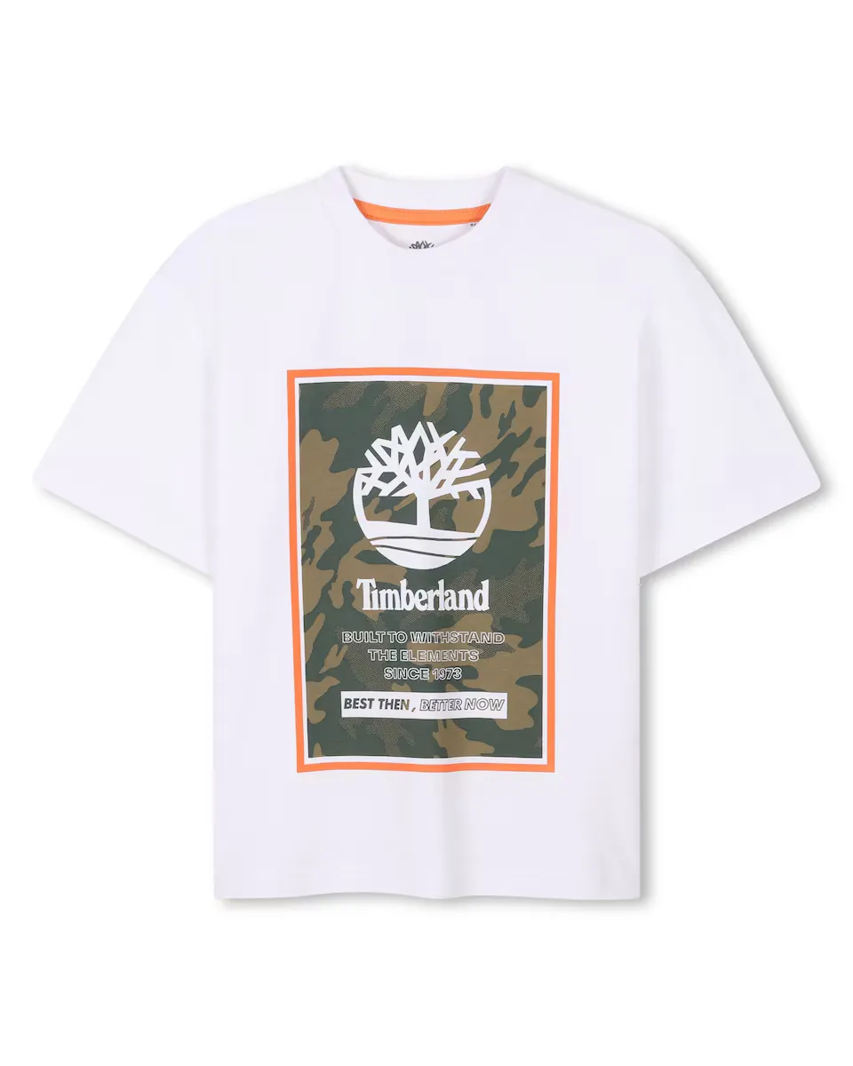 Футболка для мальчика из белого хлопка Timberland, белый 
Футболка для мальчика из белого хлопка Timberland, белый