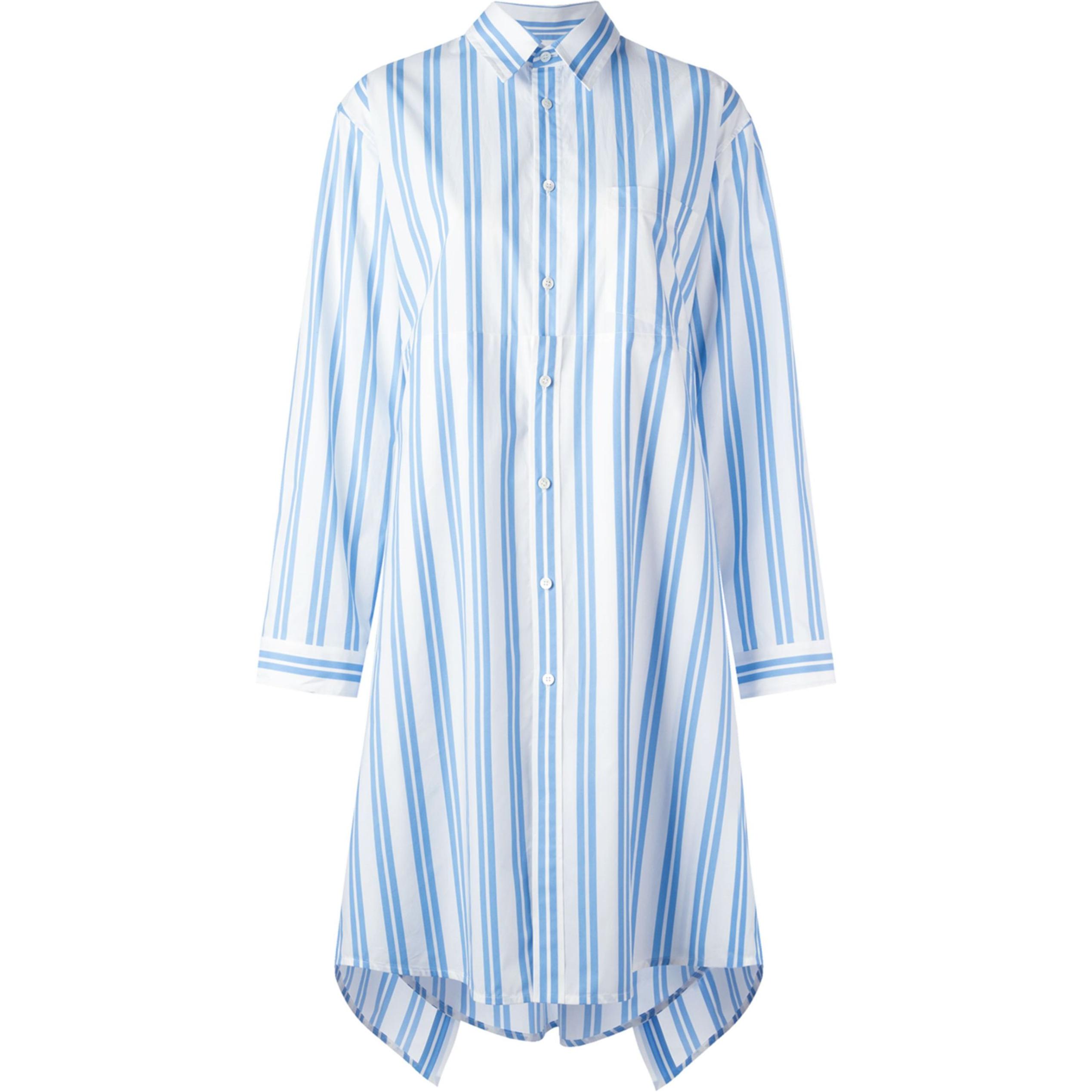 Полосатое платье-рубашка Balenciaga, синее
Полосатое платье-рубашка Balenciaga, синее