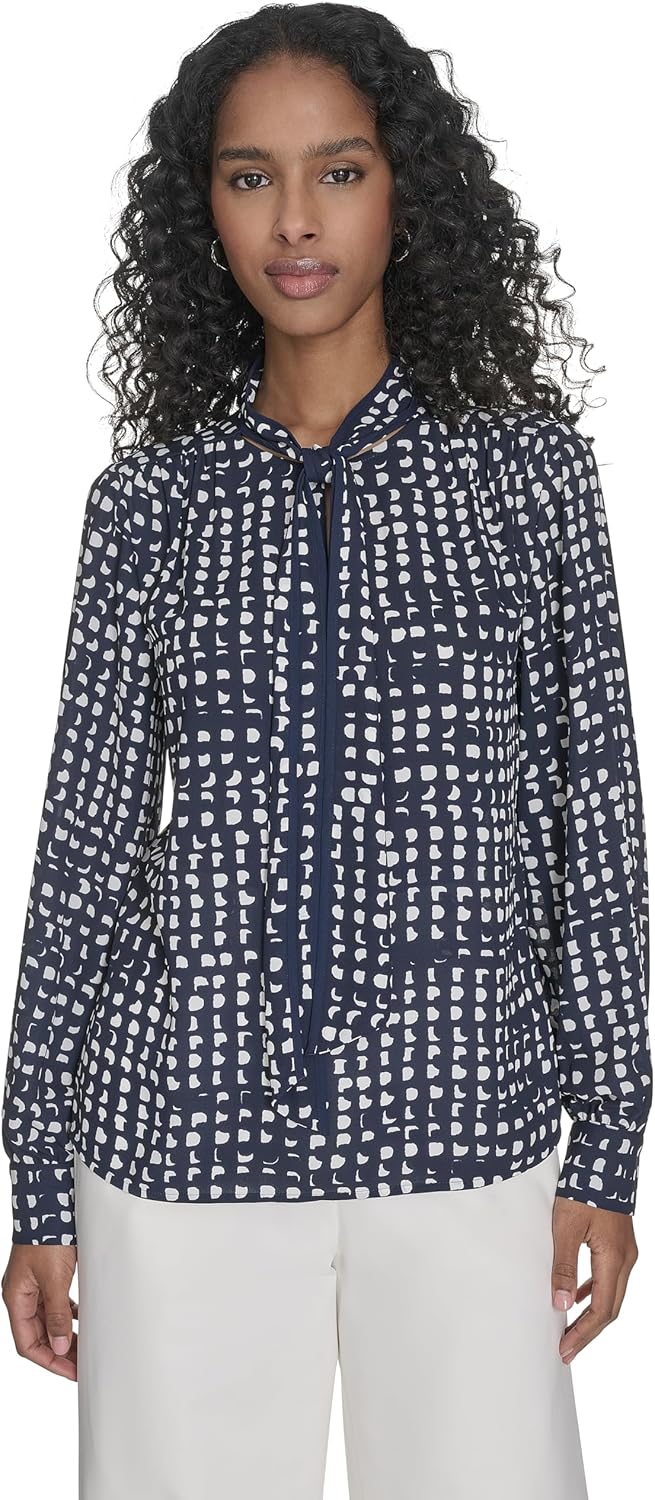 Женская шифоновая блузка Calvin Klein с длинными рукавами и завязкой на шее, Navy/Cream
Женская шифоновая блузка Calvin Klein с длинными рукавами и завязкой на шее, Navy/Cream
