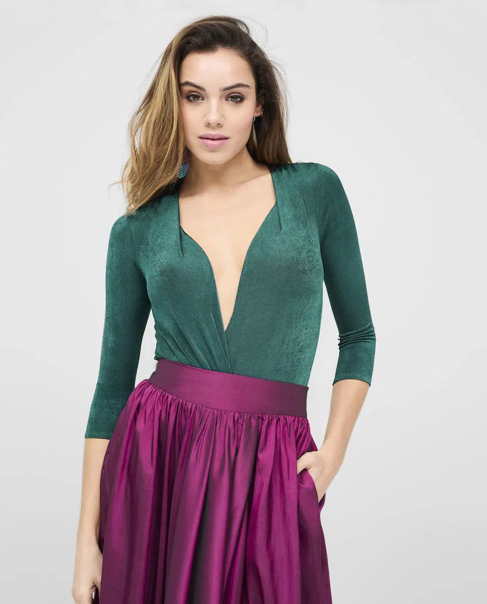 Женское боди с французскими рукавами и застежкой на кнопки Veneno en la piel, зеленый
Женское боди с французскими рукавами и застежкой на кнопки Veneno en la piel, зеленый