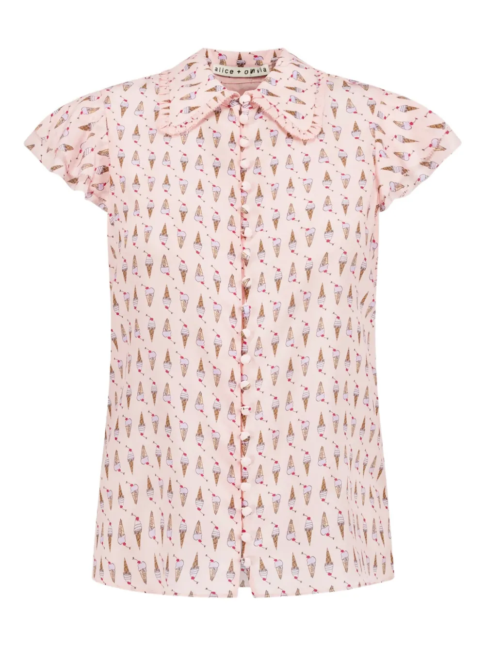 Блузка с рукавами-крылышками и принтом в виде мороженого alice + olivia, розовый
Блузка с рукавами-крылышками и принтом в виде мороженого alice + olivia, розовый