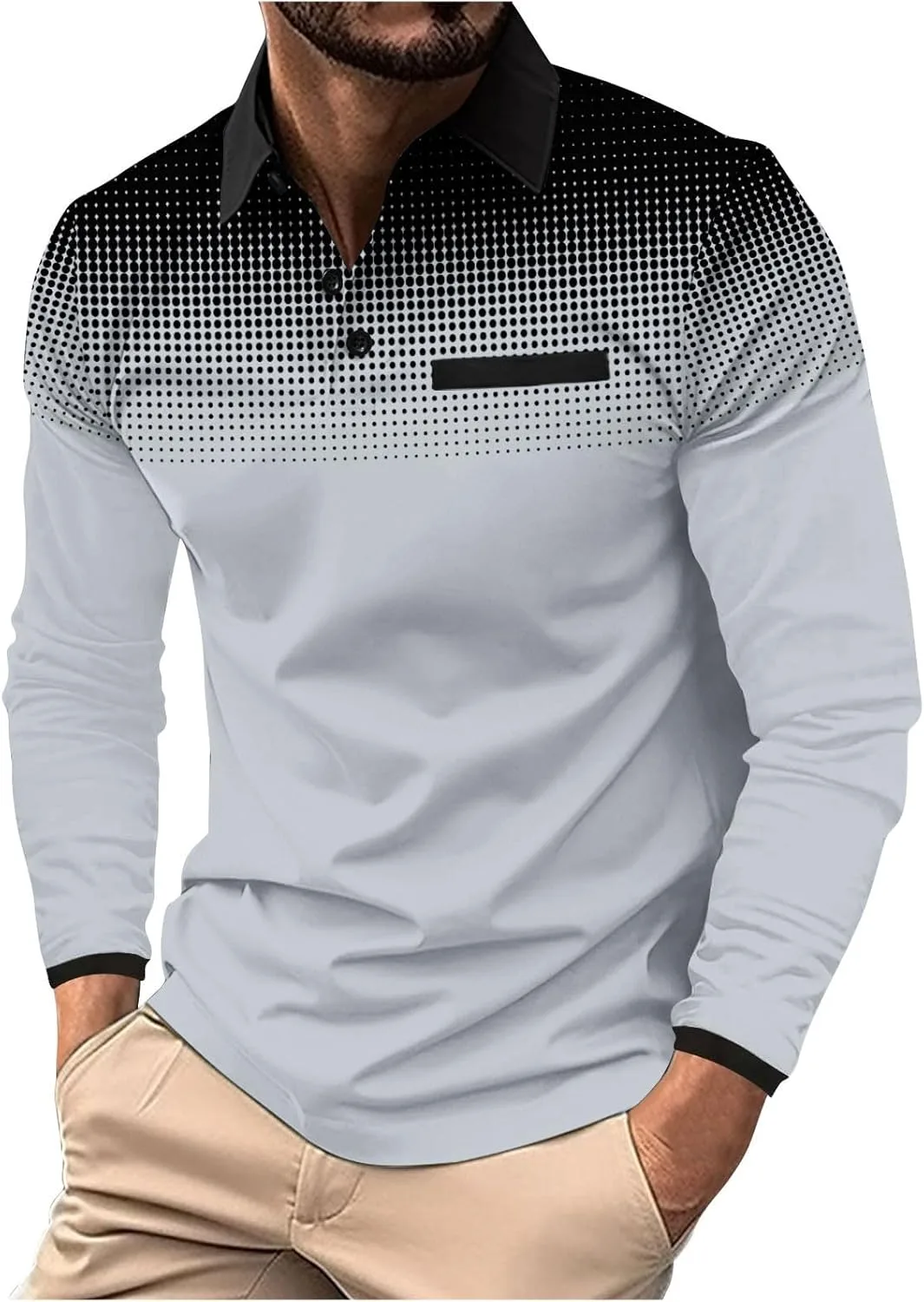 Мужская рубашка-поло Casual Golf, осень 2025, длинный рукав, классический хенли, градиент в горошек, свободный крой
Мужская рубашка-поло Casual Golf, осень 2025, длинный рукав, классический хенли, градиент в горошек, свободный крой