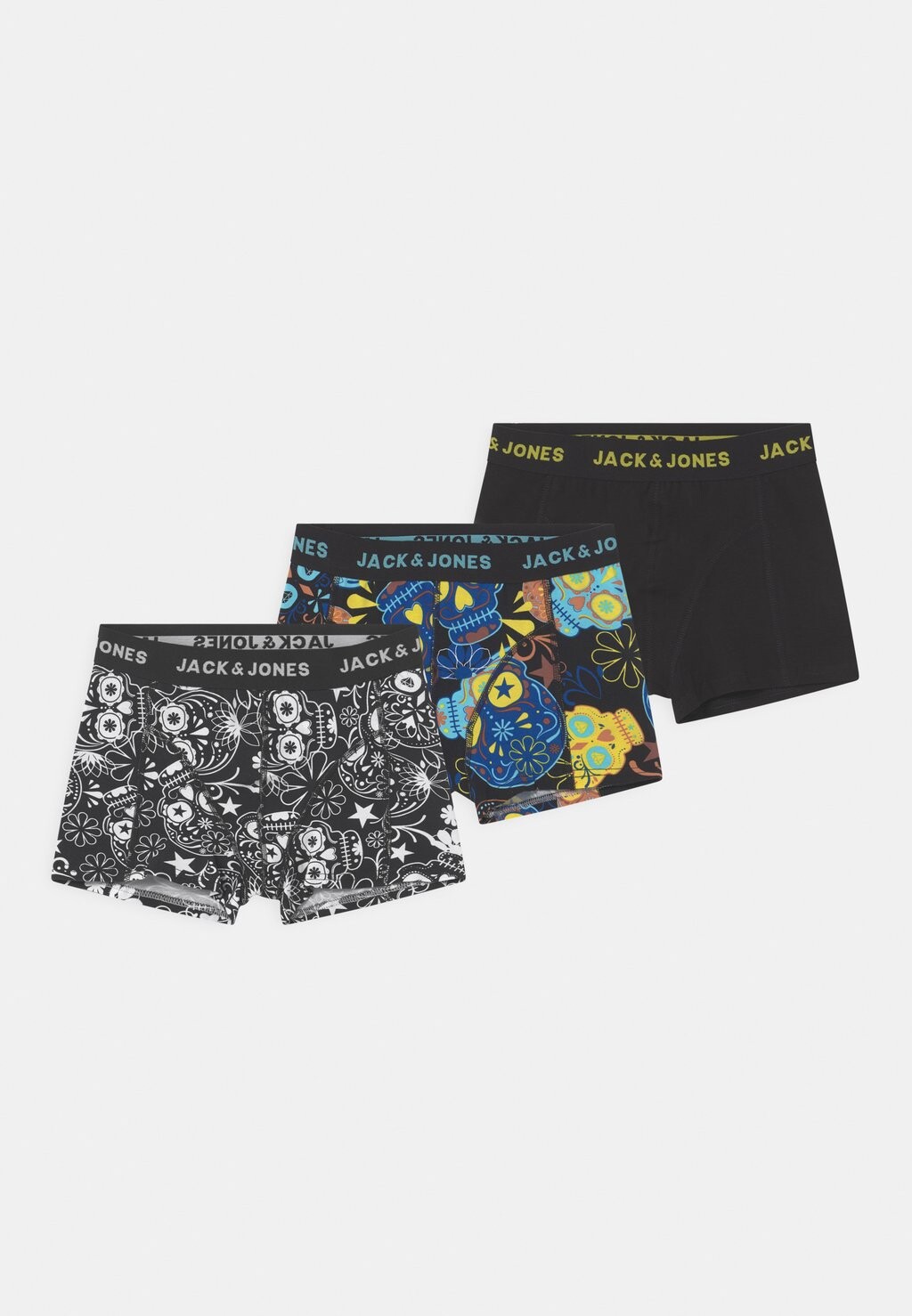 Трусики JACSUGAR SKULL 3 PACK Jack & Jones Junior, цвет black/blazing yellow
Трусики JACSUGAR SKULL 3 PACK Jack & Jones Junior, цвет black/blazing yellow
